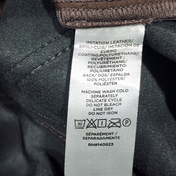 Made and loved LOFT Pants Women's Faux Leather Brown Size 6/28 Straight Leg - Picture 9 of 9